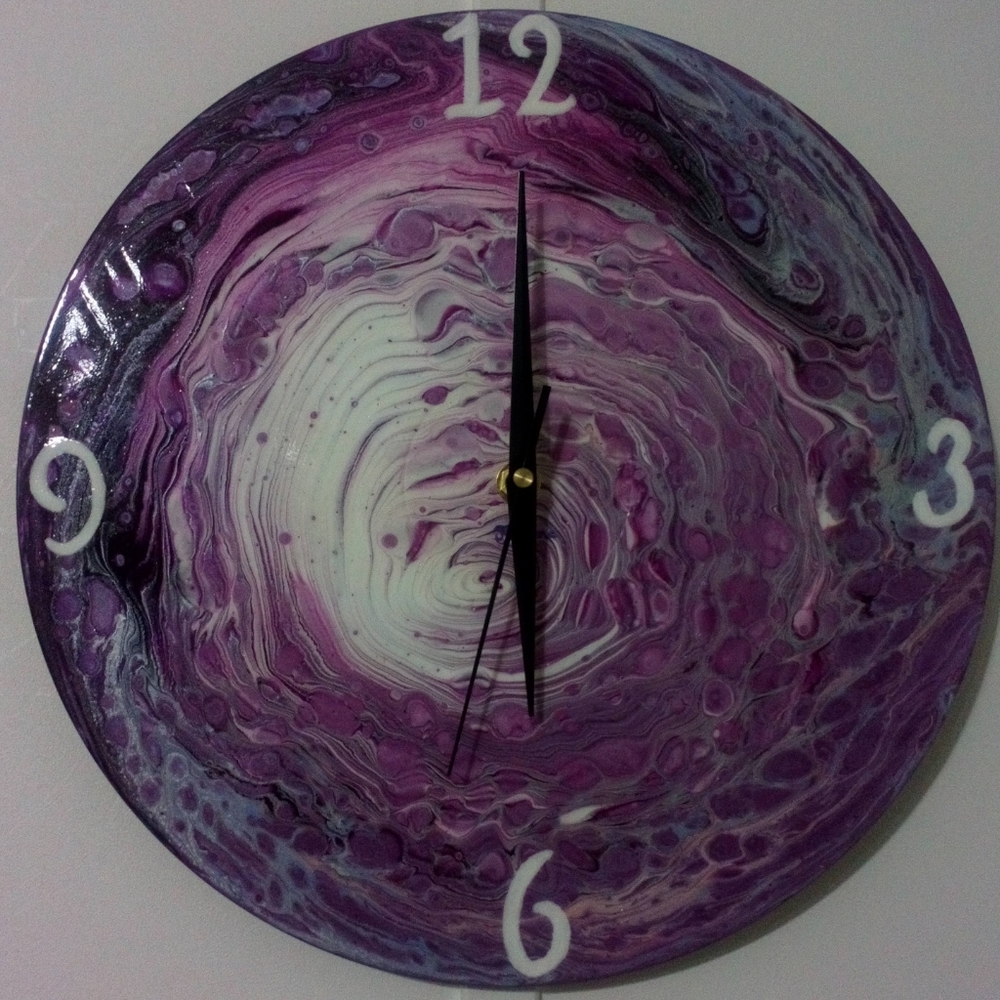 Hand Crafted Vinyl Record Clock Hand Painted Wall Art Design Painting Abstract